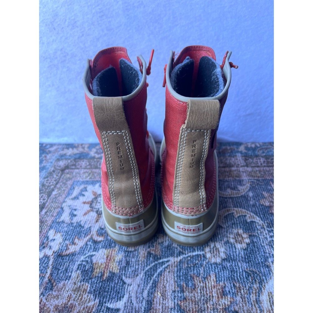 Gorpcore Sorel Caribou Premium Red Tan Waterproof Winter Snow Boots Womens 8 - Picture 4 of 8